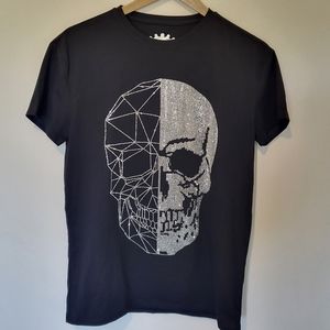 Heads or Tails Rhinestone Skull T-Shirt Size Small